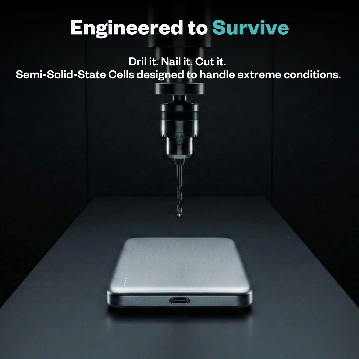 SolidSafe Air 5K Silver drill test - semi-solid-state cells engineered to survive extreme conditions