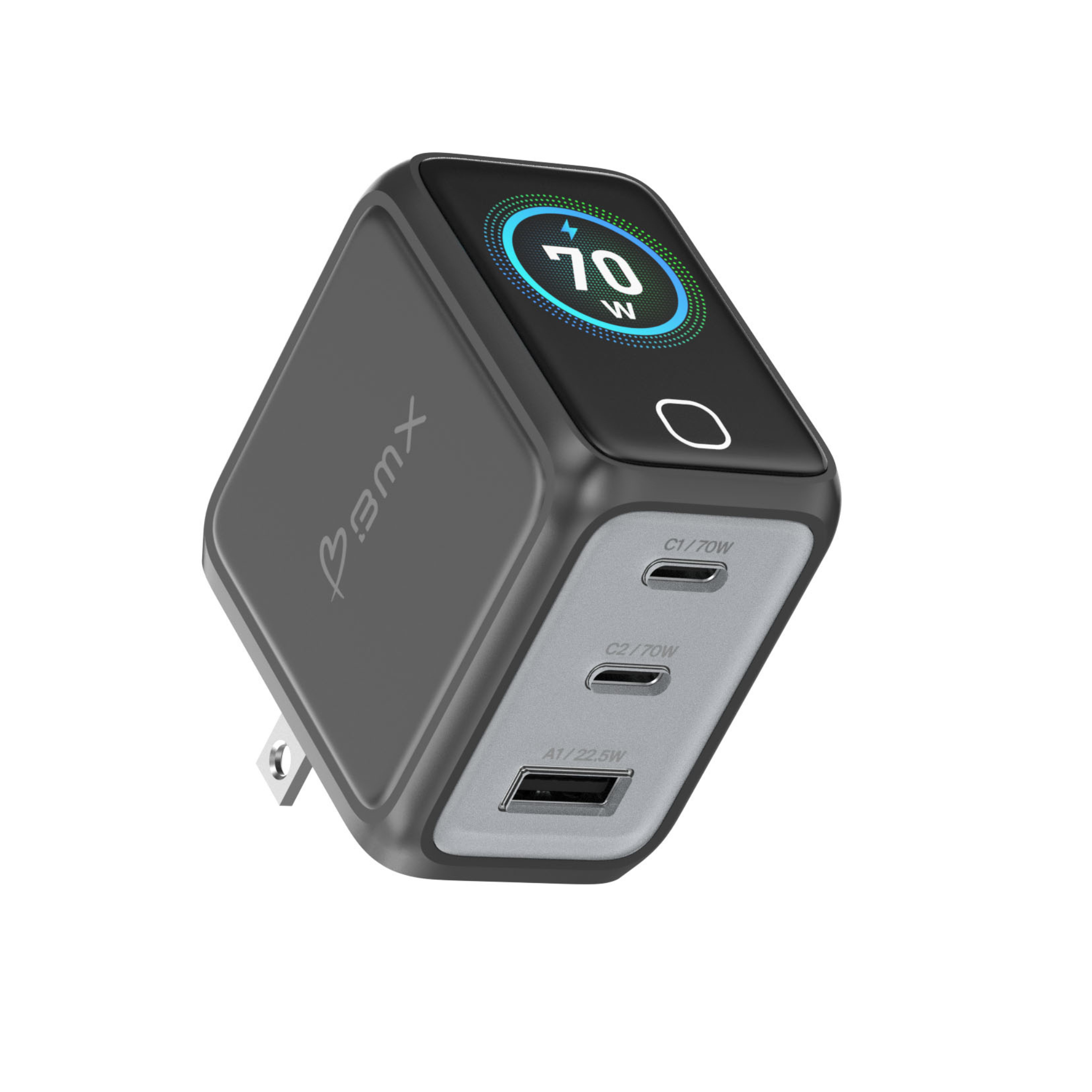 GaNSta™ 70W  Laptop Charger (3Ports, LCD Display)